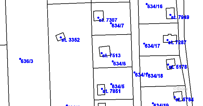 Parcela st. 7513 v KÚ Třebíč, Katastrální mapa