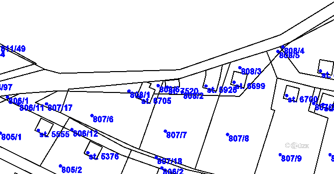 Parcela st. 7520 v KÚ Třebíč, Katastrální mapa