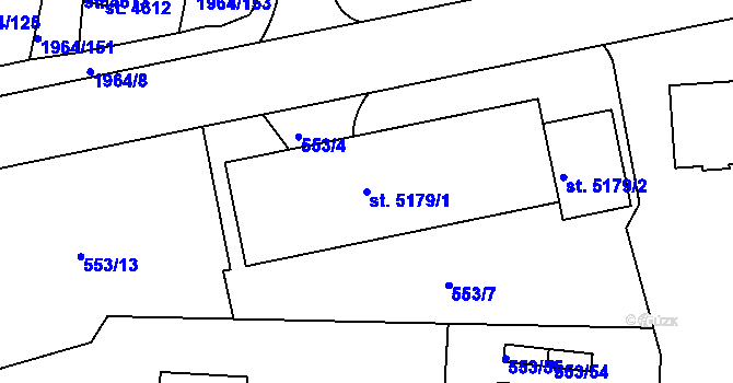 Parcela st. 5179/1 v KÚ Třebíč, Katastrální mapa