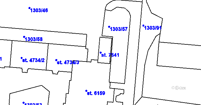 Parcela st. 7541 v KÚ Třebíč, Katastrální mapa