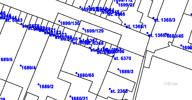 Parcela st. 6429 v KÚ Třebíč, Katastrální mapa