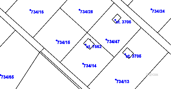 Parcela st. 7562 v KÚ Třebíč, Katastrální mapa