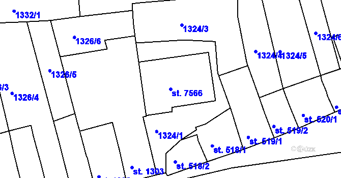 Parcela st. 7566 v KÚ Třebíč, Katastrální mapa