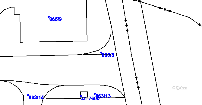 Parcela st. 865/5 v KÚ Třebíč, Katastrální mapa