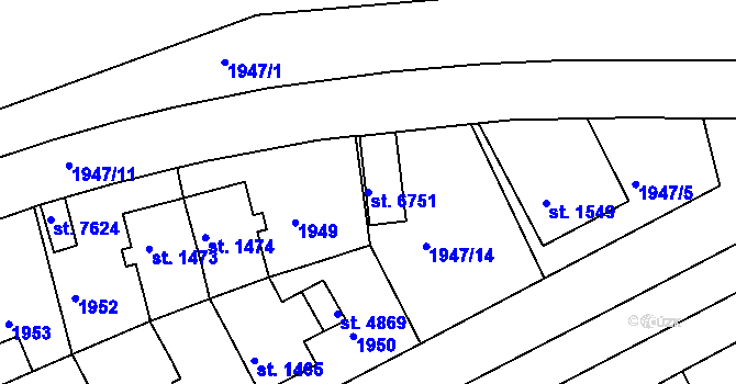 Parcela st. 6751 v KÚ Třebíč, Katastrální mapa