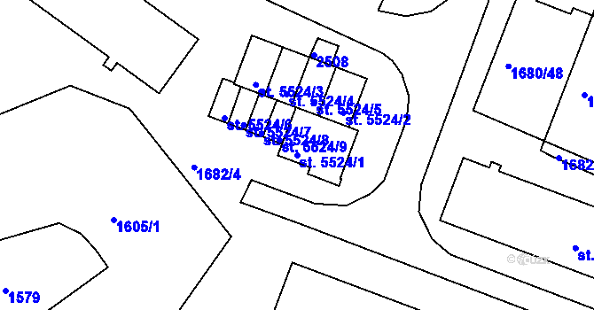 Parcela st. 5524/1 v KÚ Třebíč, Katastrální mapa