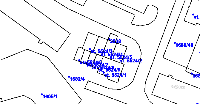 Parcela st. 5524/4 v KÚ Třebíč, Katastrální mapa