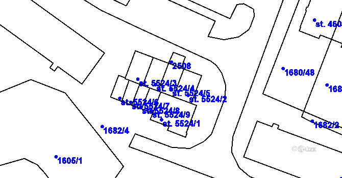 Parcela st. 5524/5 v KÚ Třebíč, Katastrální mapa