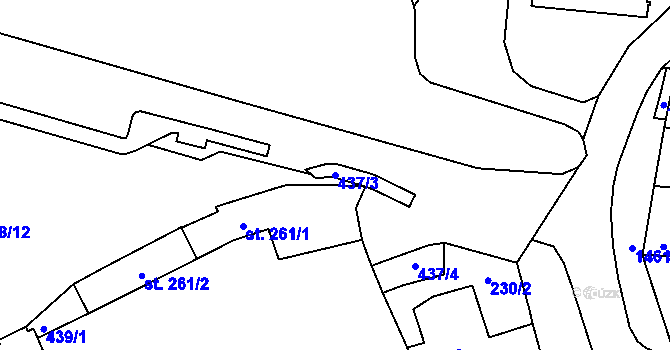 Parcela st. 437/3 v KÚ Třebíč, Katastrální mapa