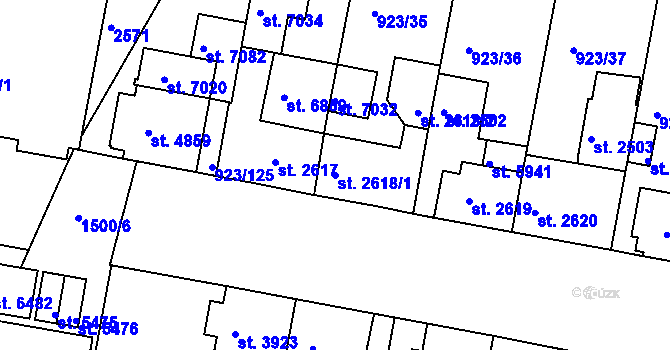 Parcela st. 2618/1 v KÚ Třebíč, Katastrální mapa