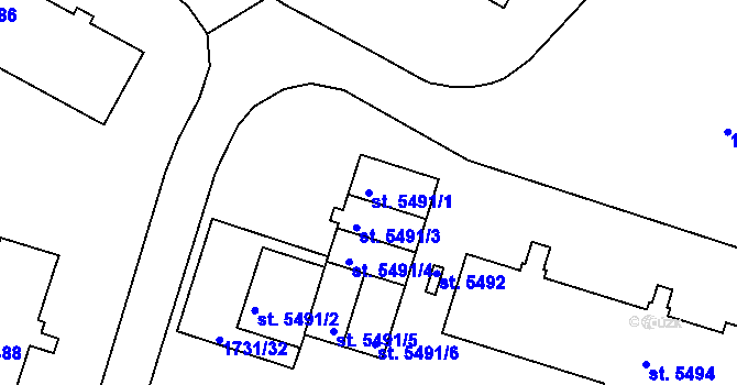 Parcela st. 5491/1 v KÚ Třebíč, Katastrální mapa