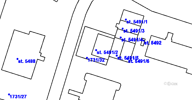 Parcela st. 5491/2 v KÚ Třebíč, Katastrální mapa