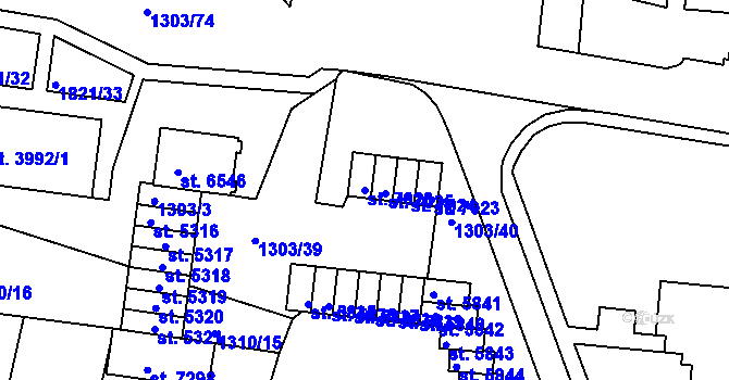 Parcela st. 7026 v KÚ Třebíč, Katastrální mapa