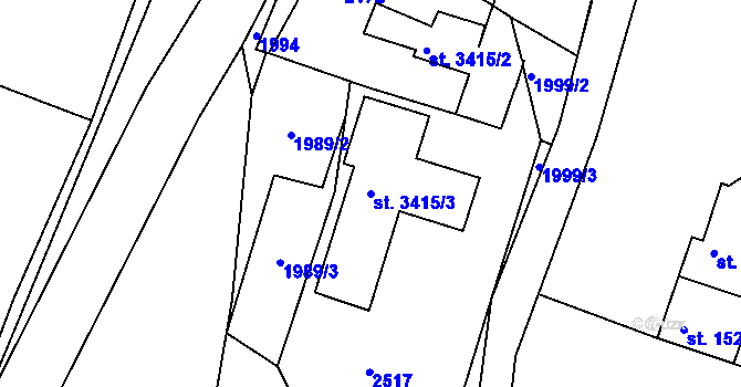 Parcela st. 3415/3 v KÚ Třebíč, Katastrální mapa