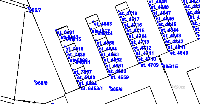 Parcela st. 4663 v KÚ Třebíč, Katastrální mapa