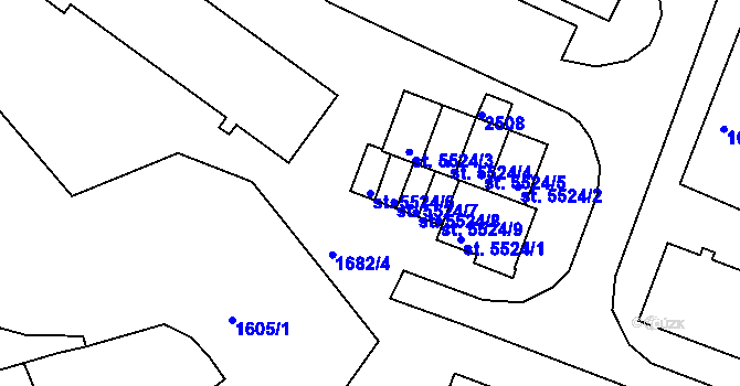 Parcela st. 5524/6 v KÚ Třebíč, Katastrální mapa