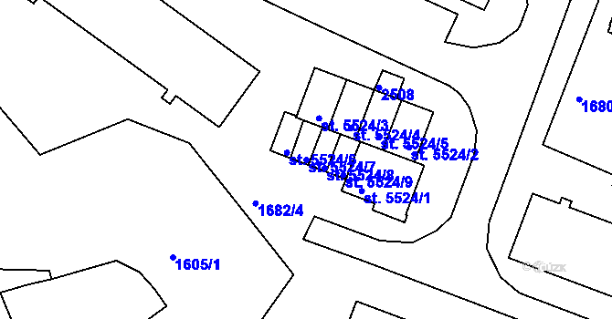 Parcela st. 5524/7 v KÚ Třebíč, Katastrální mapa