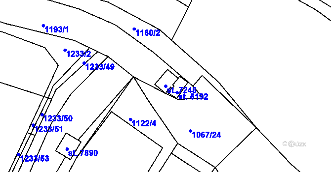 Parcela st. 7248 v KÚ Třebíč, Katastrální mapa