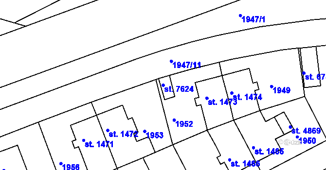 Parcela st. 7624 v KÚ Třebíč, Katastrální mapa