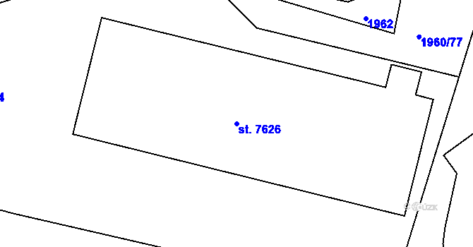 Parcela st. 7626 v KÚ Třebíč, Katastrální mapa