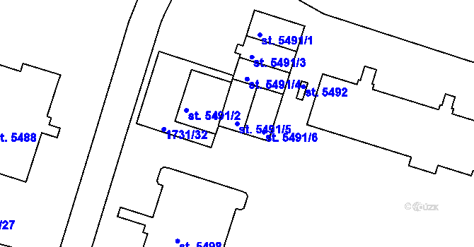 Parcela st. 5491/5 v KÚ Třebíč, Katastrální mapa