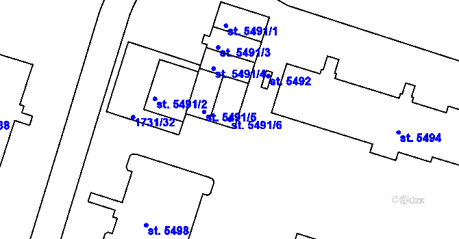 Parcela st. 5491/6 v KÚ Třebíč, Katastrální mapa