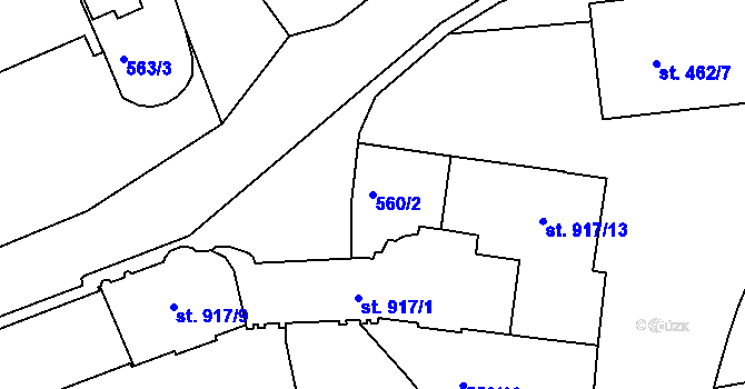Parcela st. 560/2 v KÚ Třebíč, Katastrální mapa