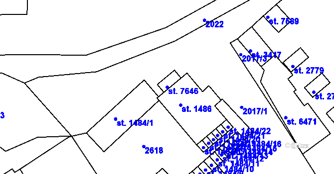 Parcela st. 7646 v KÚ Třebíč, Katastrální mapa