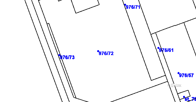 Parcela st. 976/72 v KÚ Třebíč, Katastrální mapa