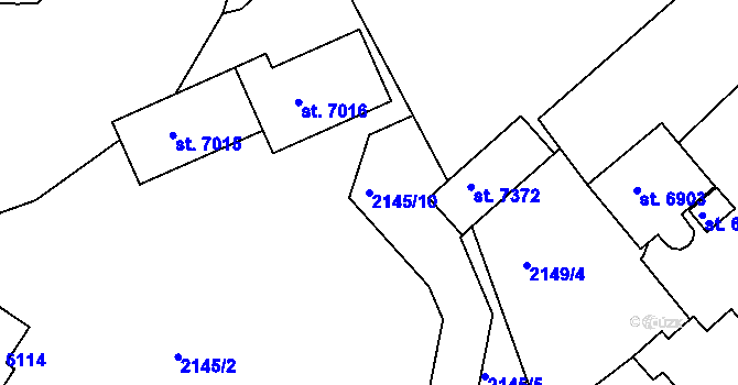 Parcela st. 2145/10 v KÚ Třebíč, Katastrální mapa
