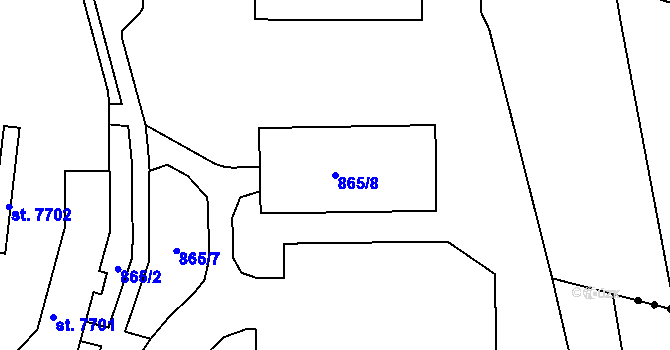 Parcela st. 865/8 v KÚ Třebíč, Katastrální mapa
