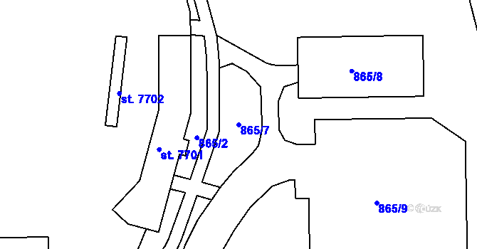 Parcela st. 865/7 v KÚ Třebíč, Katastrální mapa