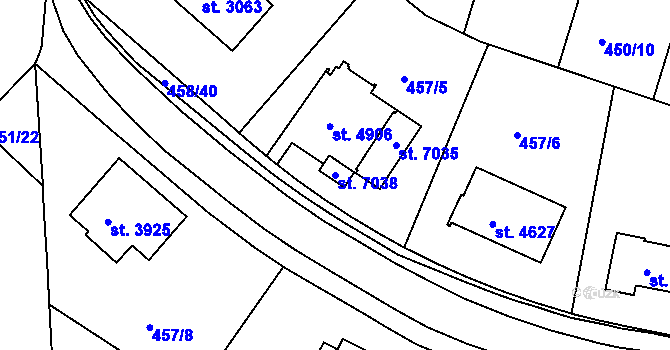 Parcela st. 7038 v KÚ Třebíč, Katastrální mapa