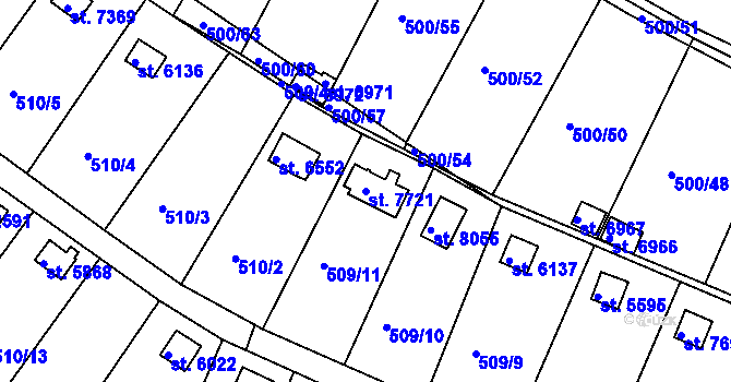 Parcela st. 7721 v KÚ Třebíč, Katastrální mapa