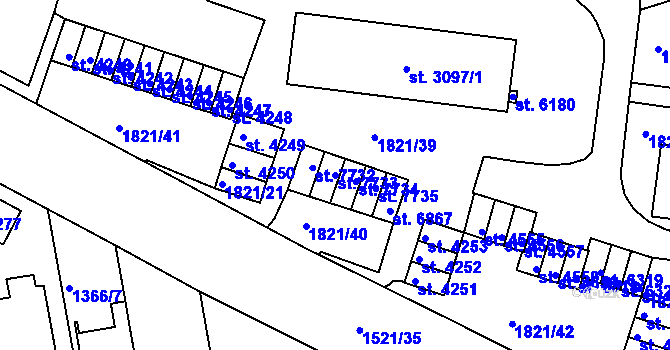 Parcela st. 7733 v KÚ Třebíč, Katastrální mapa
