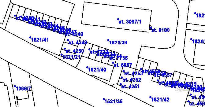 Parcela st. 7734 v KÚ Třebíč, Katastrální mapa
