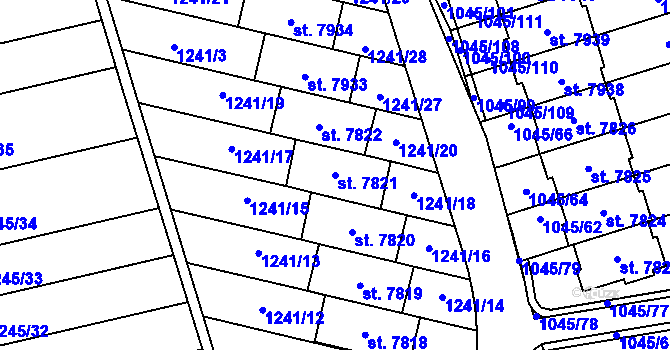 Parcela st. 7821 v KÚ Třebíč, Katastrální mapa