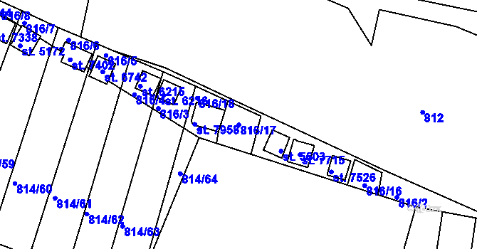 Parcela st. 816/17 v KÚ Třebíč, Katastrální mapa
