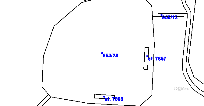 Parcela st. 863/28 v KÚ Třebíč, Katastrální mapa