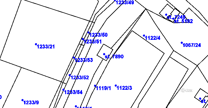 Parcela st. 7890 v KÚ Třebíč, Katastrální mapa