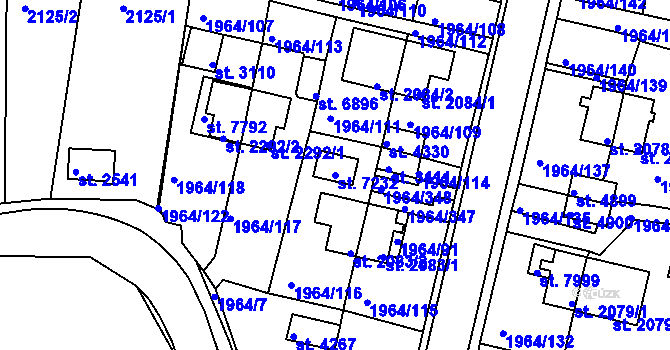 Parcela st. 7232 v KÚ Třebíč, Katastrální mapa
