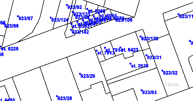 Parcela st. 7913 v KÚ Třebíč, Katastrální mapa