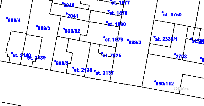 Parcela st. 7925 v KÚ Třebíč, Katastrální mapa