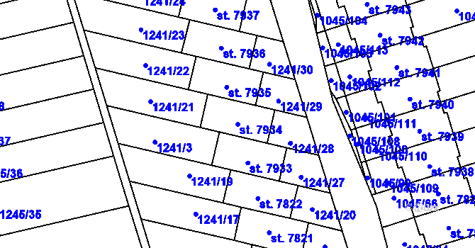 Parcela st. 7934 v KÚ Třebíč, Katastrální mapa