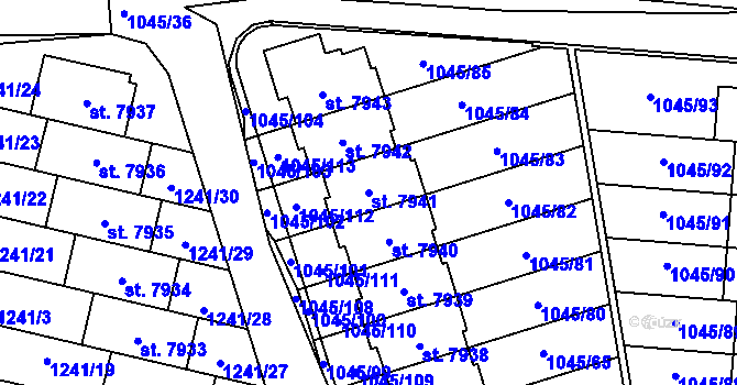 Parcela st. 7941 v KÚ Třebíč, Katastrální mapa