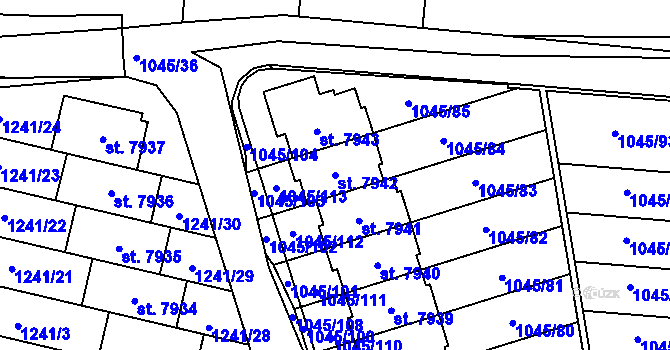 Parcela st. 7942 v KÚ Třebíč, Katastrální mapa