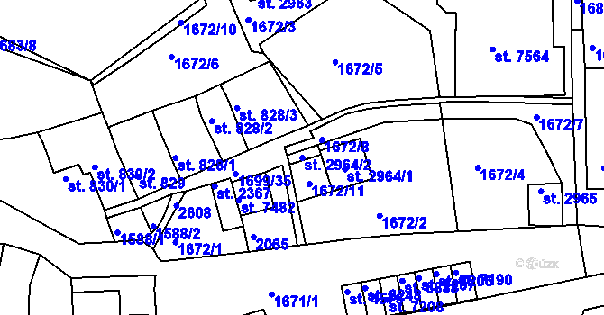Parcela st. 2964/2 v KÚ Třebíč, Katastrální mapa