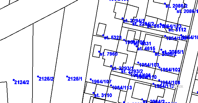 Parcela st. 7960 v KÚ Třebíč, Katastrální mapa