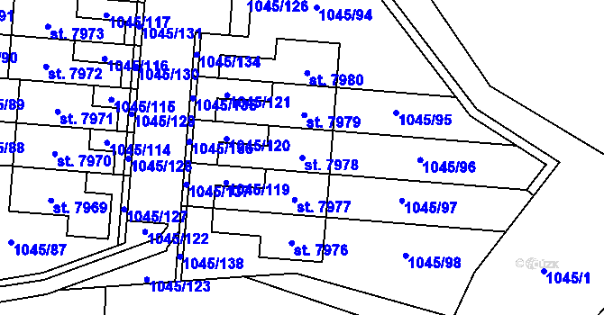 Parcela st. 7978 v KÚ Třebíč, Katastrální mapa