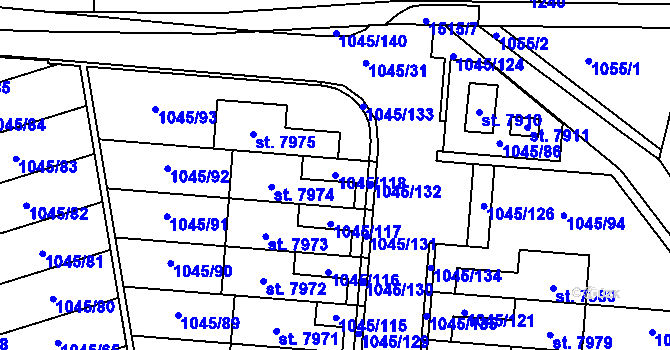 Parcela st. 1045/118 v KÚ Třebíč, Katastrální mapa